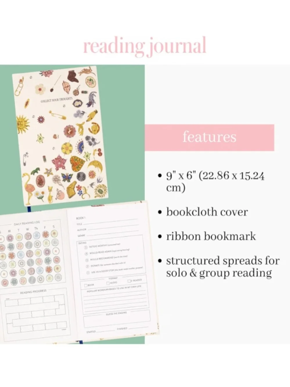 Kate Spade New York Reading Journal & Book Club Tracker